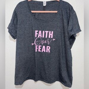 Gildan Dark Gray Tee with Pink Faith Print